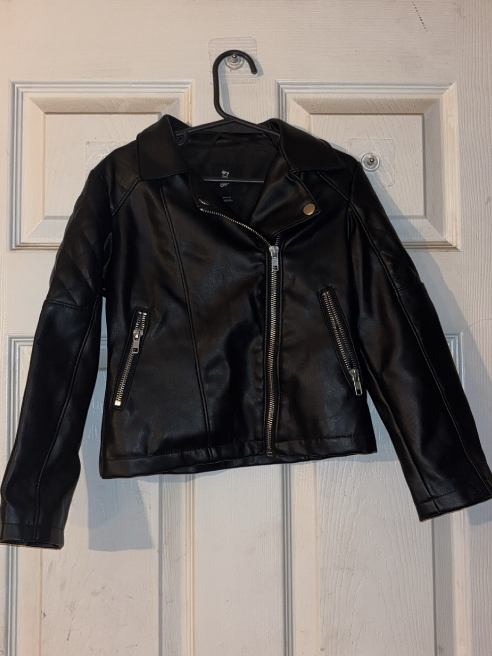 Art Class Black Faux Leather Moto Jacket - Zipper Pocket Detail
